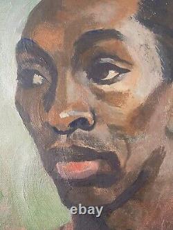 RARE Important Black African American WPA Modern Portrait Oil Painting MILLER