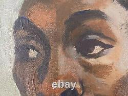 RARE Important Black African American WPA Modern Portrait Oil Painting MILLER