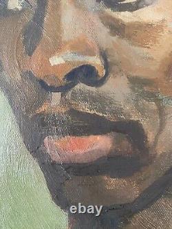 RARE Important Black African American WPA Modern Portrait Oil Painting MILLER