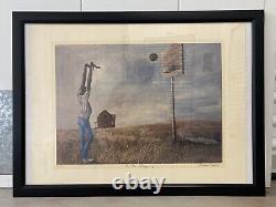 RARE Vintage African American Modern SIGNED Lithograph BARNES The Beginning