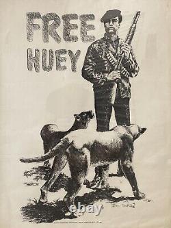 RARE Vintage BLACK PANTHER African American FREE HUEY Poster, MOSLEY 1969