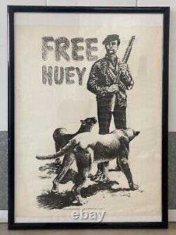 RARE Vintage BLACK PANTHER African American FREE HUEY Poster, MOSLEY 1969