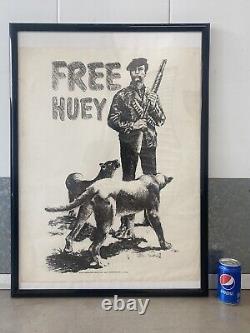 RARE Vintage BLACK PANTHER African American FREE HUEY Poster, MOSLEY 1969