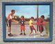 Robert Brasher Lithography On Canvas African American Boys Playing Basketball