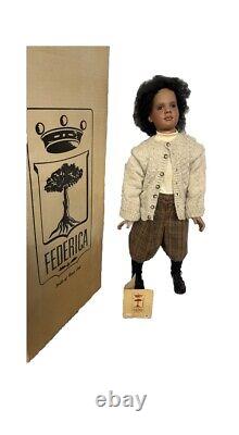 Rare Vintage art doll -African Boy- Violet Eyes by Federica Fine Art Real Hair