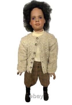 Rare Vintage art doll -African Boy- Violet Eyes by Federica Fine Art Real Hair