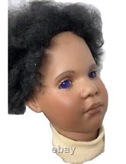 Rare Vintage art doll -African Boy- Violet Eyes by Federica Fine Art Real Hair