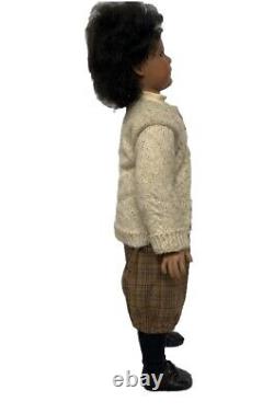 Rare Vintage art doll -African Boy- Violet Eyes by Federica Fine Art Real Hair