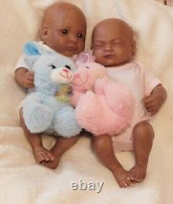 Reborn micro preemie 10 biracial set of twins baby girl and baby boy Dolls