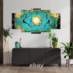 RnnJoile African American Art Wall Decor Teal Tribal Ethnic Canvas Painting W