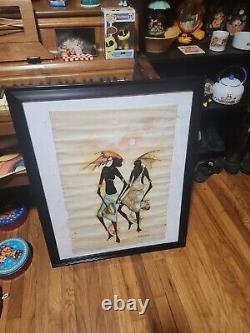 SIGNED F. MUSAAZI African Painting on Batik Textile Wall Hanging