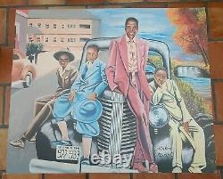 Shirlene Stewart Sunday's Best 1970s African-American Folk Art Lithograph Canvas