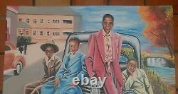 Shirlene Stewart Sunday's Best 1970s African-American Folk Art Lithograph Canvas