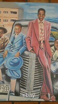 Shirlene Stewart Sunday's Best 1970s African-American Folk Art Lithograph Canvas