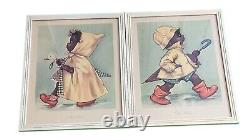 Signed Lithograph Prints African American Folk Art Set of Two Excellent