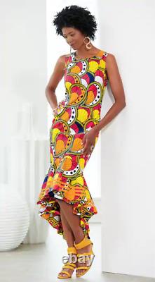 Size 10 Ashro Ethnic African American Pride Kadri High Low Print Jacket Dress