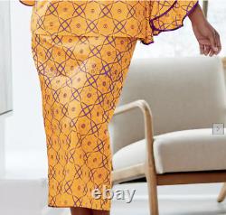 Size 14 Ashro Ethnic African American Pride Mustard Purple Fatu Skirt Suit