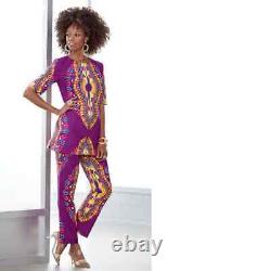 Size 26W PLUS Violet Purple Multi Ethnic African American Pride Zahara Pant Set