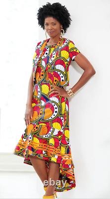 Size 8 Ashro Ethnic African American Pride Kadri High Low Print Jacket Dress