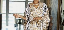 Size L Ashro Ethnic African American Pride Gaia Animal Print Caftan Dress NEW