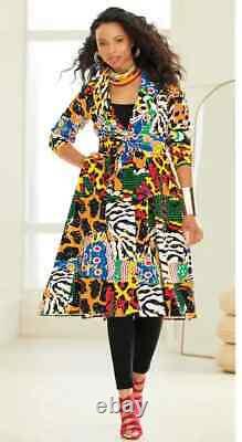 Size M Ashro Multi Print Ethnic African American Pride Fiorella Duster Jacket