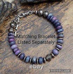 South African SUGILITE Navajo Bench Saucer Pearl Bead Necklace Sterling
