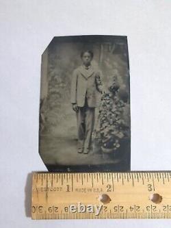 Tintype African American Young Boy Man Antique 1800s Photo Black Americana