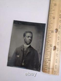 Tintype Portrait of African American Man Antique 1800s Photo Black Americana