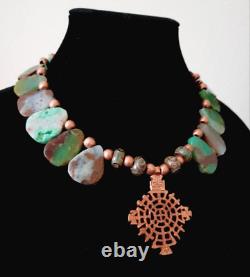 Tribal Necklace Australian Chrysoprase Awasa Ethiopian Pendant African Copper