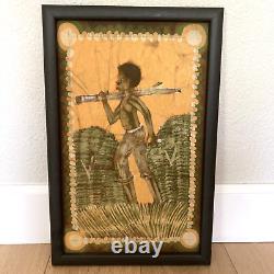 Two Batik Framed African or Latin American Ethnographic on Canvas 18x12