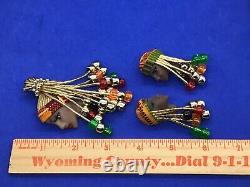 VTG Brooch Pin Clip Earring Set Cameo Bust African American Braid Bead Ethnic