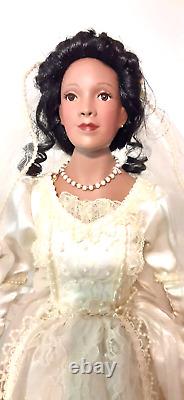 Vintage African American Doll, Porcelain, Wedding Dress Veil Train and Stand