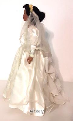 Vintage African American Doll, Porcelain, Wedding Dress Veil Train and Stand