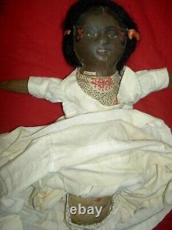 Wonderful, vintage antique cloth, TOPSY TURVY, brown & white, two-sided doll