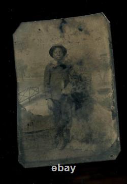 Young African American Boy Antique 1800s Tintype Photo Black Americana