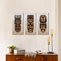 3 Pièces American African Tribal Masque Toile Wall Art Vintage African Ethnic Art