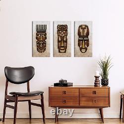 3 Pièces American African Tribal Masque Toile Wall Art Vintage African Ethnic Art