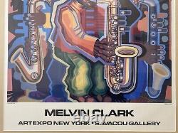 Affiche d'exposition de jazz d'art moderne rare d'Afro-Américain noir MELVIN CLARK