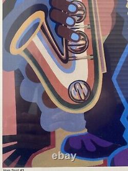 Affiche d'exposition de jazz d'art moderne rare d'Afro-Américain noir MELVIN CLARK