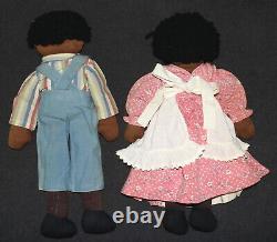 African American Black Stuffed Rag Dolls Forest Mills Mom Pop