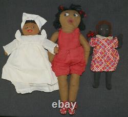 Afro American Black Stuffed Rag Dolls Lot Des Années 1960