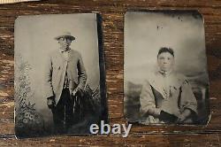 Afro-américain Homme & Femme Antique Tintype Photos 1800s Noir Americana Rare