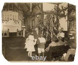 Arbre de Noël de l'Église noire américaine africaine des années 1910 et photo de presse des enfants