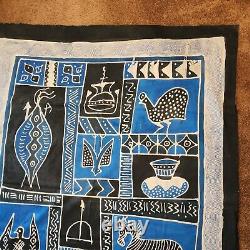 Art textile africain Grand VTG Résistance Teinture Tapisserie Murale en Tissu Original Zimbabwe