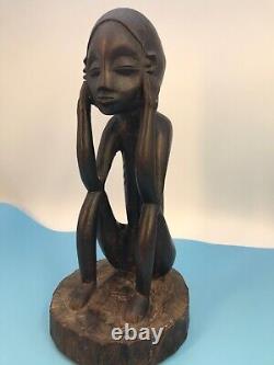 Art tribal africain vintage STATUE EN BOIS sculptée à la main Figure féminine 14 CHARMENT