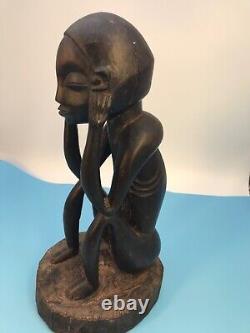 Art tribal africain vintage STATUE EN BOIS sculptée à la main Figure féminine 14 CHARMENT