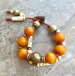 Bracelet africain bohème tribal en ambre de copal