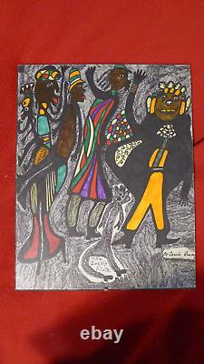 Carrie Graves, artiste autodidacte afro-américaine artiste folklorique 14 x 11