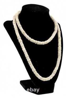 Collier en perles de commerce africain amérindien antique en coquillage d'autruche
