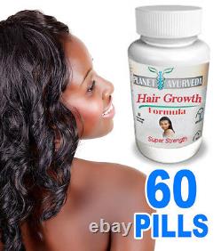Croissance rapide des cheveux noirs ethniques afro-américains grâce à des NONVitamines capillaires à base de plantes.